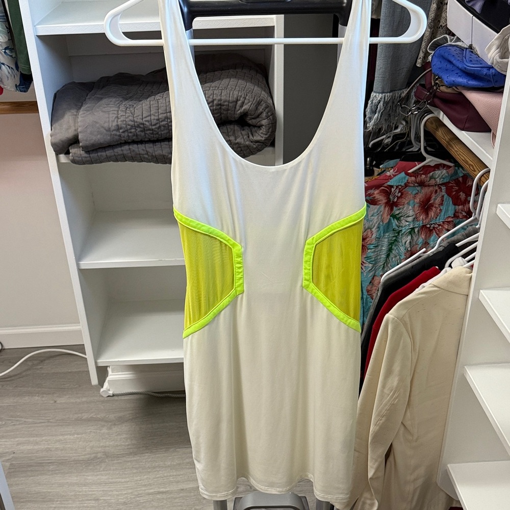 White Dress with Neon Yellow Accents